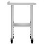 Stół VEVOR ze stali nierdzewnej do restauracji, 915 x 610 x 894 mm, regulowany stół ze stali nierdzewnej z kółkami, z rantem 30 mm, stół roboczy z półką dolną do restauracji, półka górna (227 kg), półka dolna (191 kg)