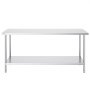 VEVOR Stainless Steel Preparation Table, Robust Metal Worktable with 3 Adjustable Height Levels, Commercial Workstation for Kitchen, Garage, Restaurant, Backyard 610 x 1829 x 864 mm