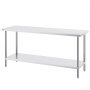 VEVOR Stainless Steel Preparation Table, Robust Metal Worktable with 3 Adjustable Height Levels, Commercial Workstation for Kitchen, Garage, Restaurant, Backyard 610 x 1829 x 864 mm