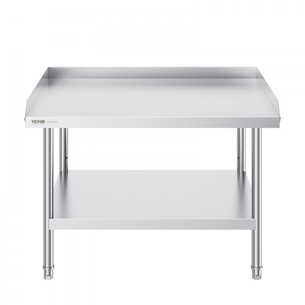 VEVOR Stainless Steel Work Table, Commercial Work Table for Food Preparation, 3-Sided Splash Guard, Height-Adjustable Work Table for Restaurants, Home and Hotels 762 x 914 x 660 mm