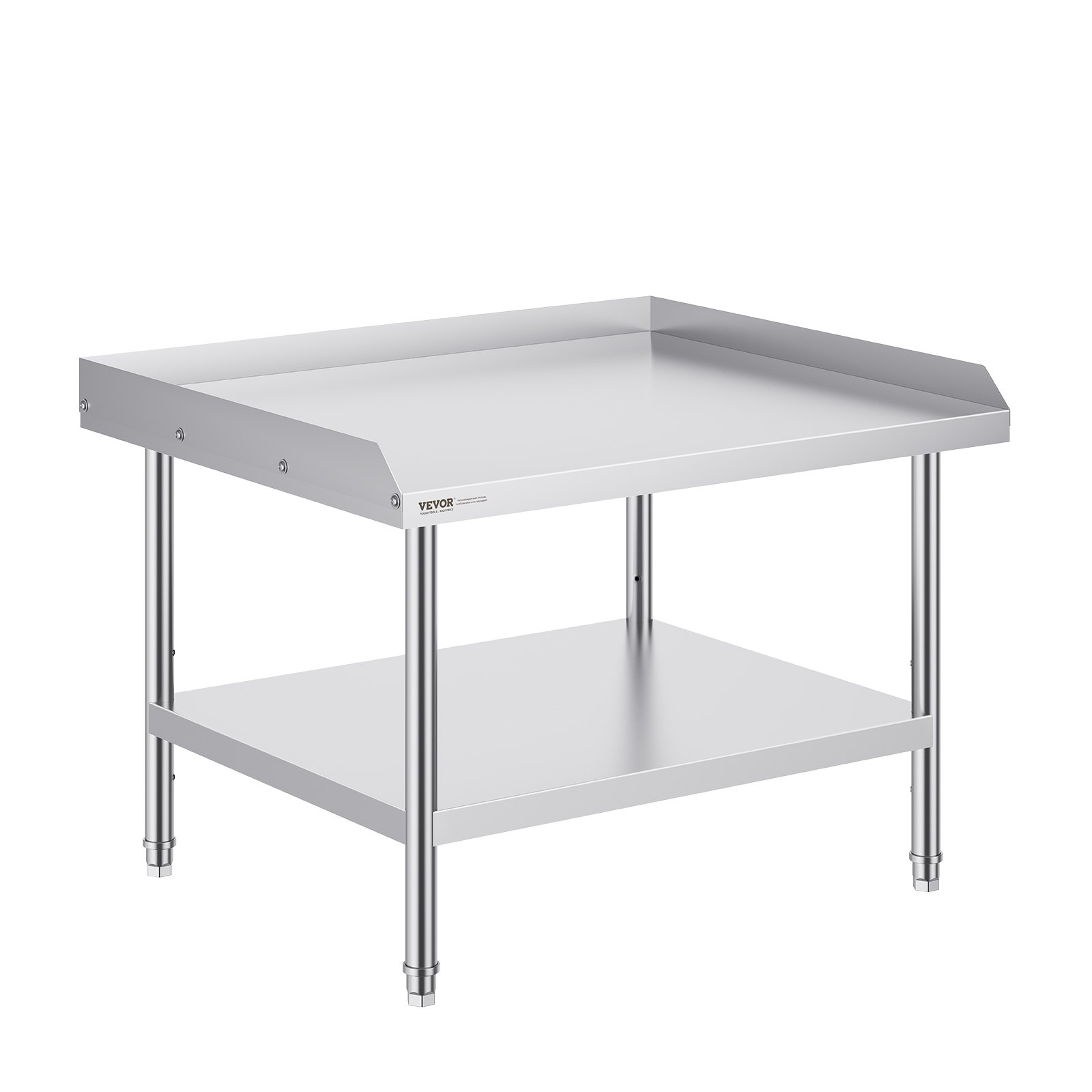 VEVOR Stainless Steel Work Table, Commercial Work Table for Food Preparation, 3-Sided Splash Guard, Height-Adjustable Work Table for Restaurants, Home and Hotels 762 x 914 x 660 mm