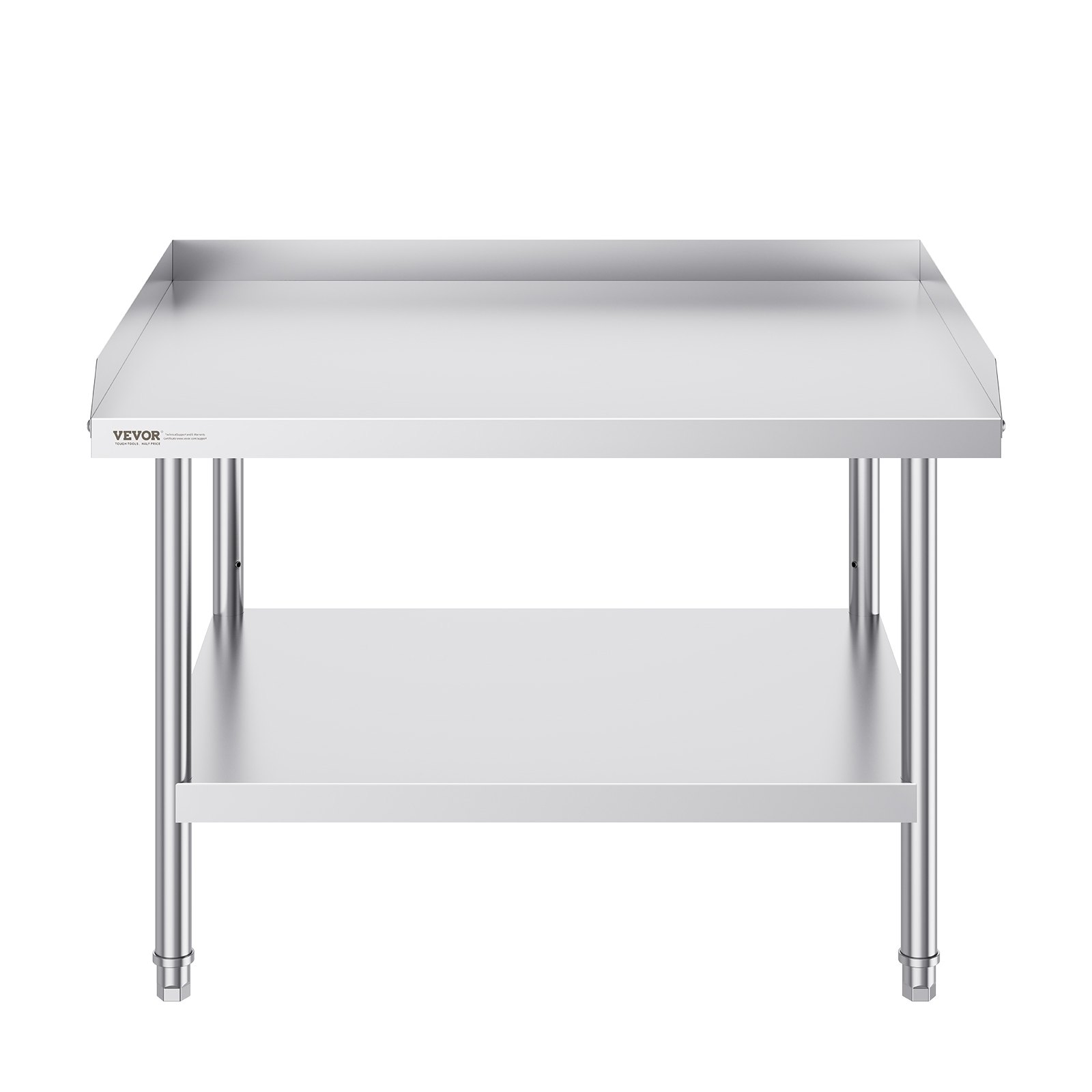 VEVOR Stainless Steel Work Table, Commercial Work Table for Food Preparation, 3-Sided Splash Guard, Height-Adjustable Work Table for Restaurants, Home and Hotels 762 x 914 x 660 mm