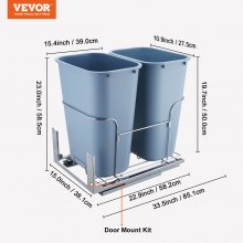 Wysuwany kosz na śmieci VEVOR, podwójne pojemniki 35 l x 2, montowany pod spodem kosz na śmieci kuchenne z zestawem do przesuwania i montażu na drzwiach, ładowność 50 kg, wysuwany kosz na śmieci do szafki kuchennej, zlewu itp.