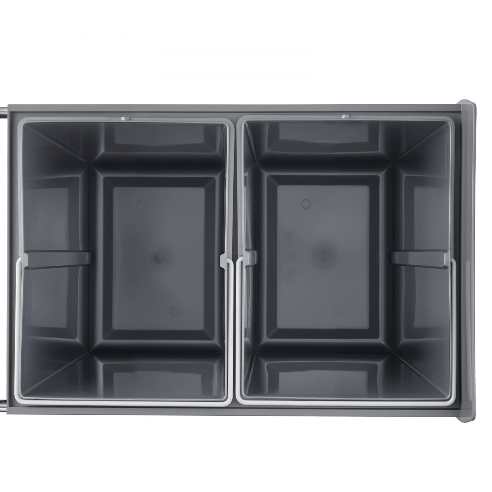 VEVOR Extendable Waste Bin for Kitchen Cabinets (20 L x 2) Double Under-Sink Waste Bin, Undermounted Bin, with Robust Full Extension Metal Sliding System and Handle