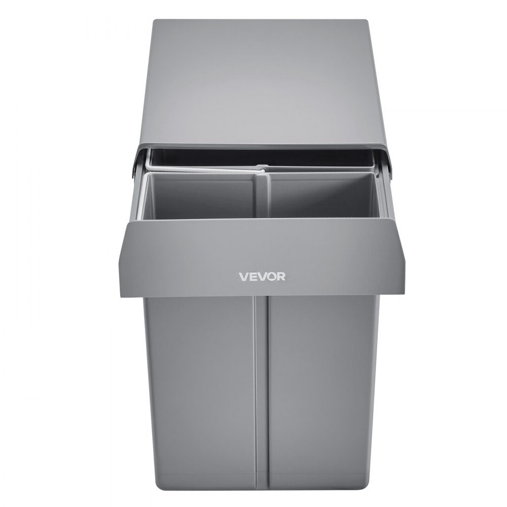 VEVOR Extendable Waste Bin for Kitchen Cabinets (20 L x 2) Double Under-Sink Waste Bin, Undermounted Bin, with Robust Full Extension Metal Sliding System and Handle