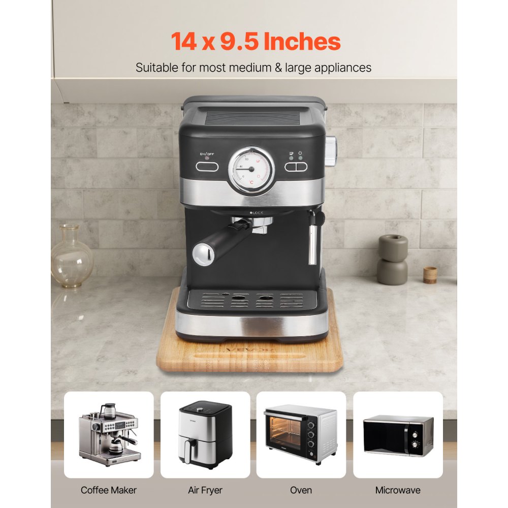 VEVOR sliding board, 356x241 mm, board with rubber wheels and hollow handle, easy to clean, slider board, appliance rolling board, easily movable base for coffee machine, food processor