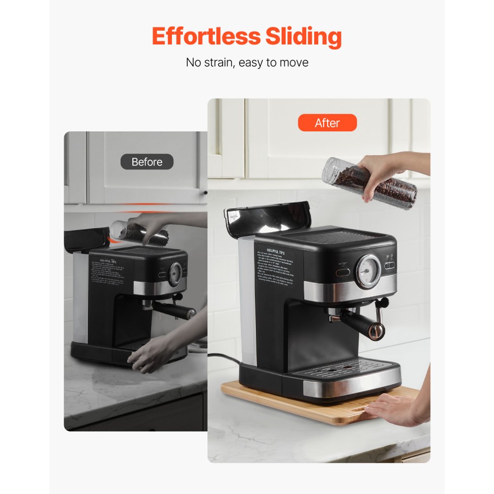 VEVOR sliding board, 356x241 mm, board with rubber wheels and hollow handle, easy to clean, slider board, appliance rolling board, easily movable base for coffee machine, food processor