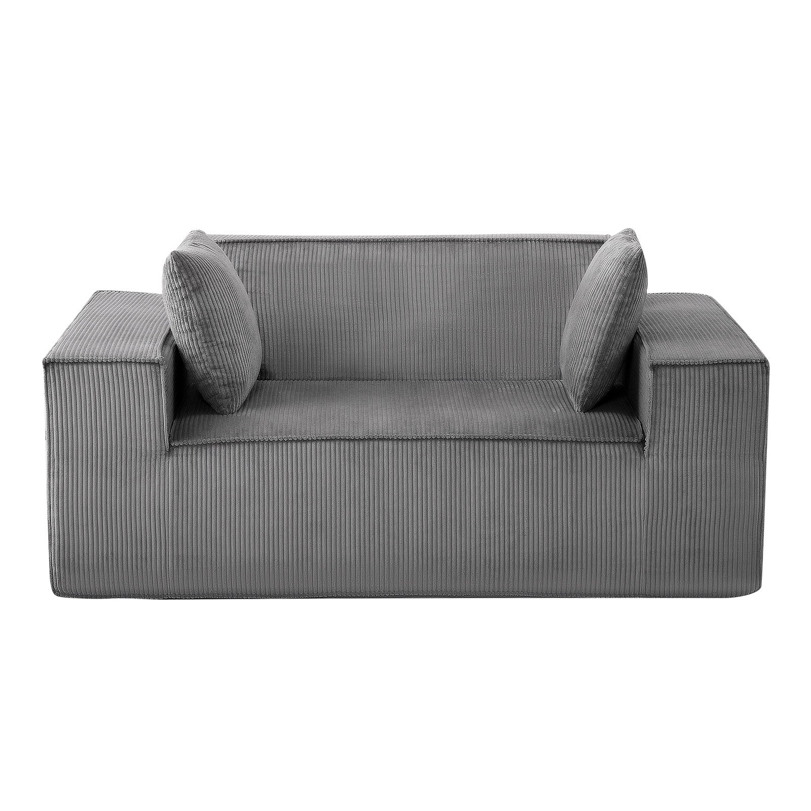 VEVOR Sofa dwuosobowa z dwoma siedziskami (szerokość 160 cm), nowoczesna mała sofa z kordu ze sprężynami kieszeniowymi i miękką poduszką do sypialni i biura, nie wymaga montażu, kolor szary