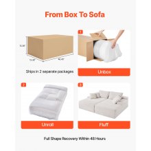 VEVOR Duża leżanka 210 cm, sztruksowa sofa dla 2 osób, beżowa sofa z funkcją spania