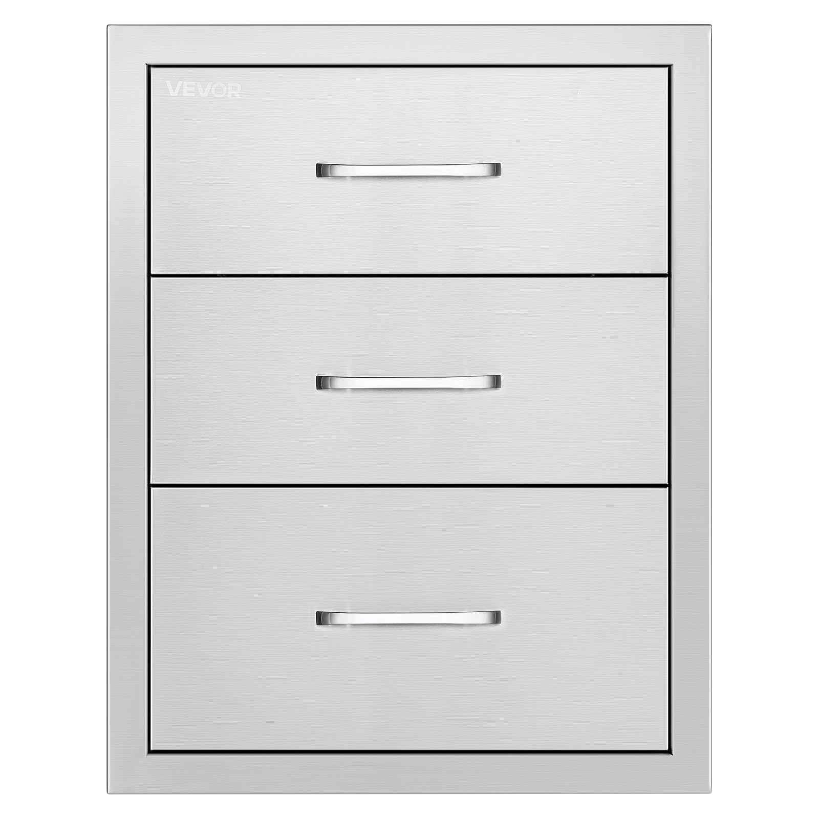 VEVOR Outdoor Kitchen Drawers 18.11"W x 23.23"D x 23.23"H, Triple-Access Stainless Steel BBQ Drawers with Handles, BBQ Island Drawer for Outdoor Kitchens or Barbeque Island Patio Grill Station