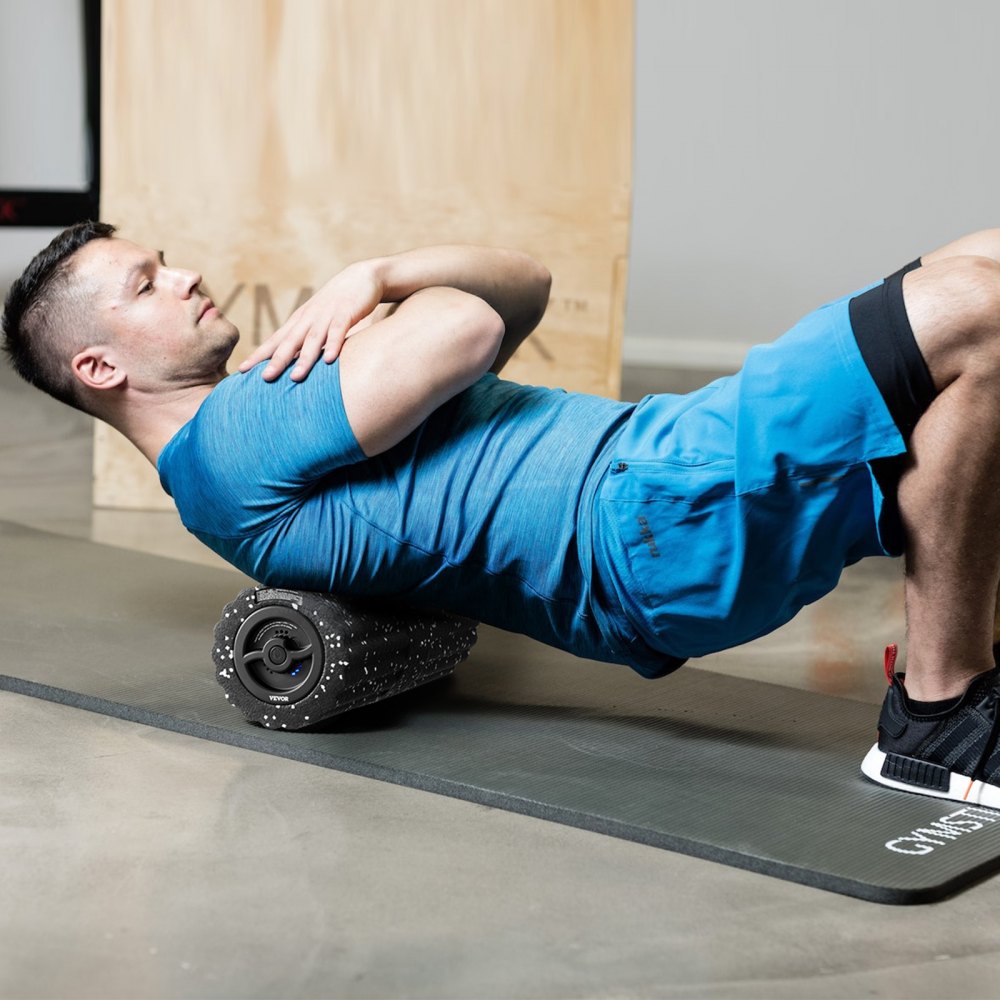 Elektryczny wałek piankowy VEVOR, 4-biegowy wałek fitness, teksturowany wałek masujący 3D, wałek powięziowy EEP do głębokiego rozluźnienia mięśni, łagodzenia bólu pleców, regeneracji po treningu