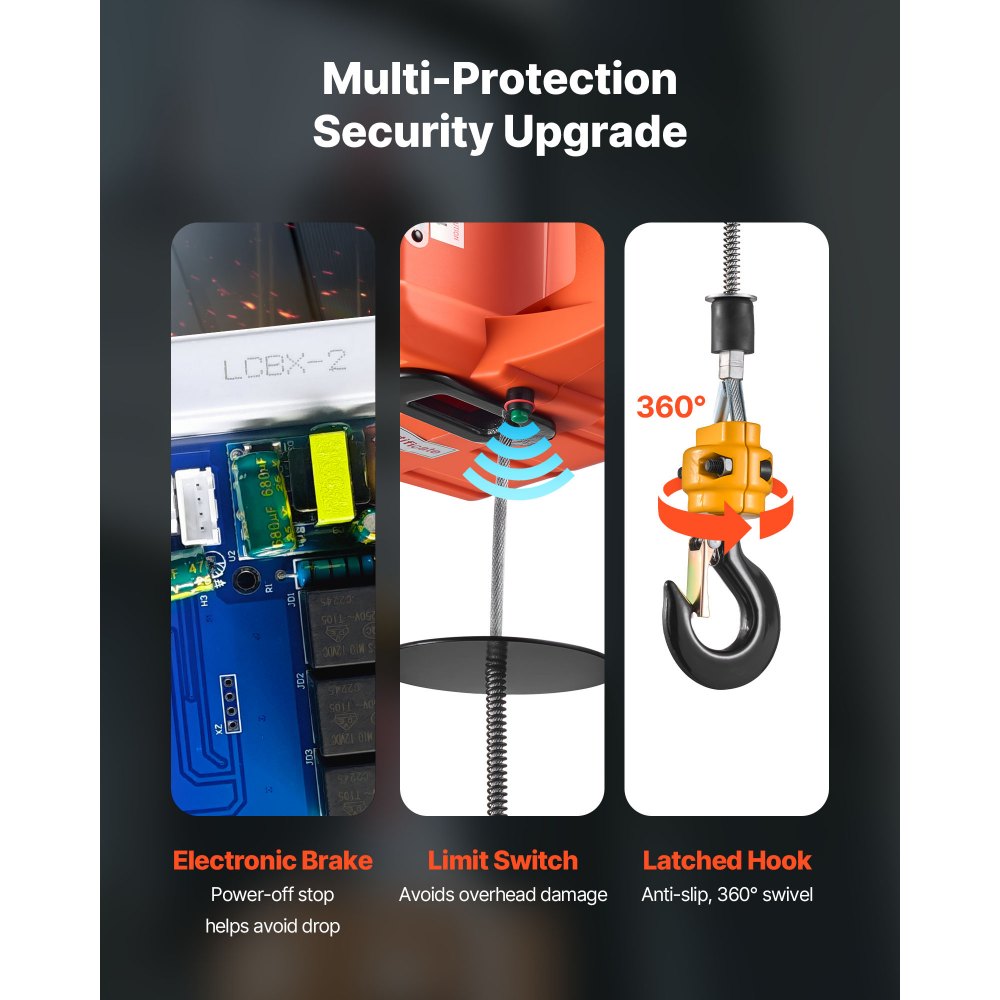 Wciągarka elektryczna VEVOR 700 kg, wciągnik 3 w 1 o mocy 1500 W, wciągnik linowy o wysokości podnoszenia 7,6 m, naciąg liny 5 m/min, z ręcznym, przewodowym i bezprzewodowym pilotem zdalnego sterowania do fabryk, magazynów i garaży