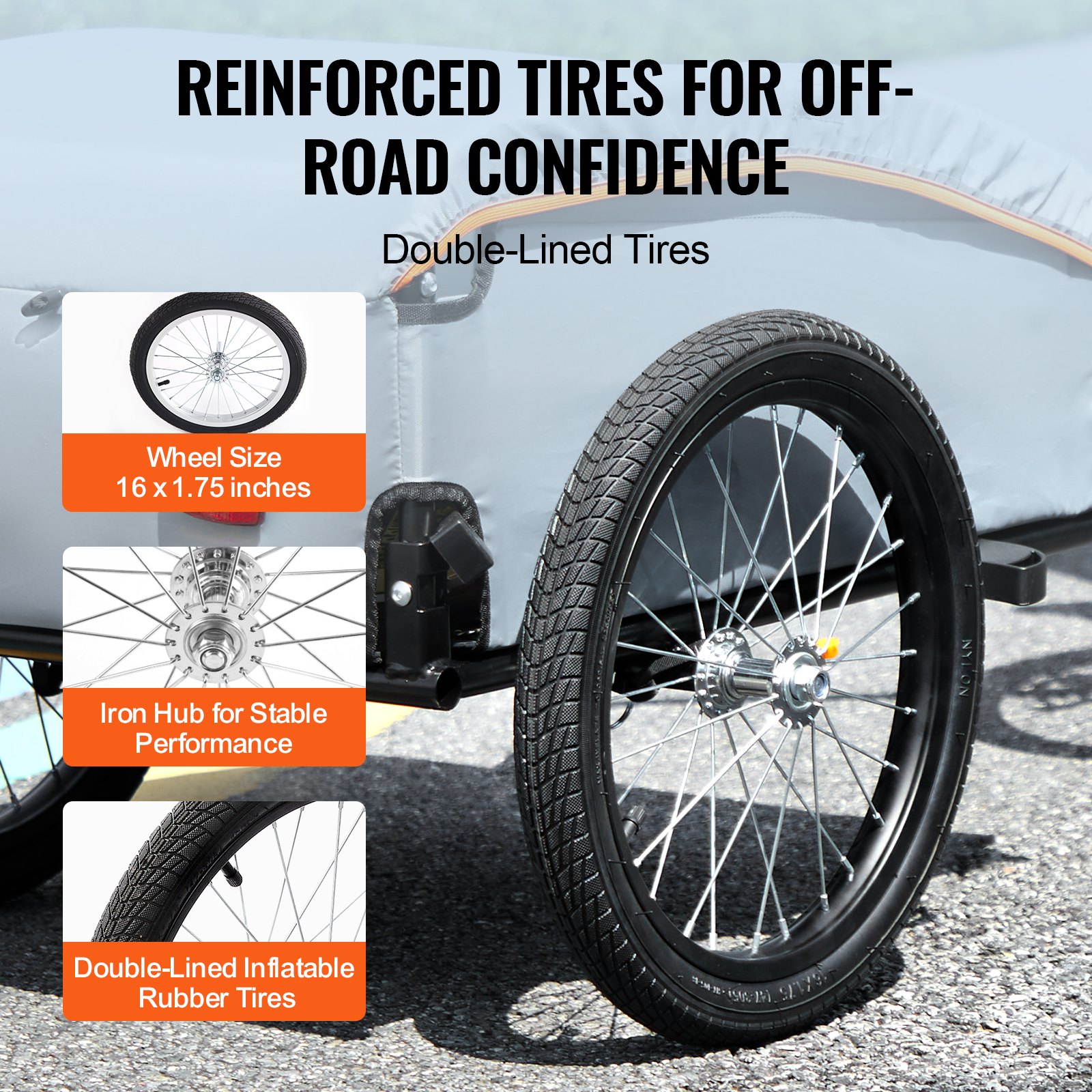 Przyczepa rowerowa VEVOR 45 kg, przyczepa towarowa 1350 x 630 x 525 mm, przyczepa transportowa, składana przyczepa rowerowa, kompaktowa przestrzeń do przechowywania z uniwersalnym sprzęgiem, na zakupy, kemping i piknik