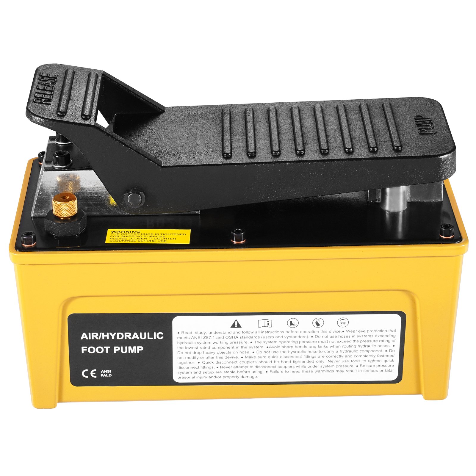 VEVOR 10,000 PSI Air Hydraulic Pump, 1.6 L Oil Tank, NPT 3/8 Inch Oil Outlet, NPT 1/4 Inch Inlet, Air-Operated Foot Pump with Aluminum Housing, for Automotive Repair Frame Machine & Hydraulic Press