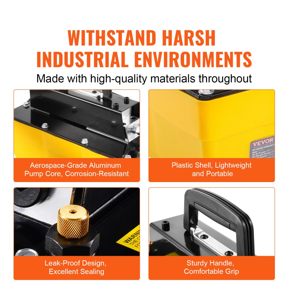Pompa hydrauliczna pneumatyczna VEVOR 10 000 PSI, zbiornik 2,3 l, wylot NPT 3/8 cala, wlot NPT 1/4 cala, plastikowa pompa hydrauliczna pneumatyczna ze zdalnym sterowaniem, do maszyn ramowych samochodowych i pras hydraulicznych