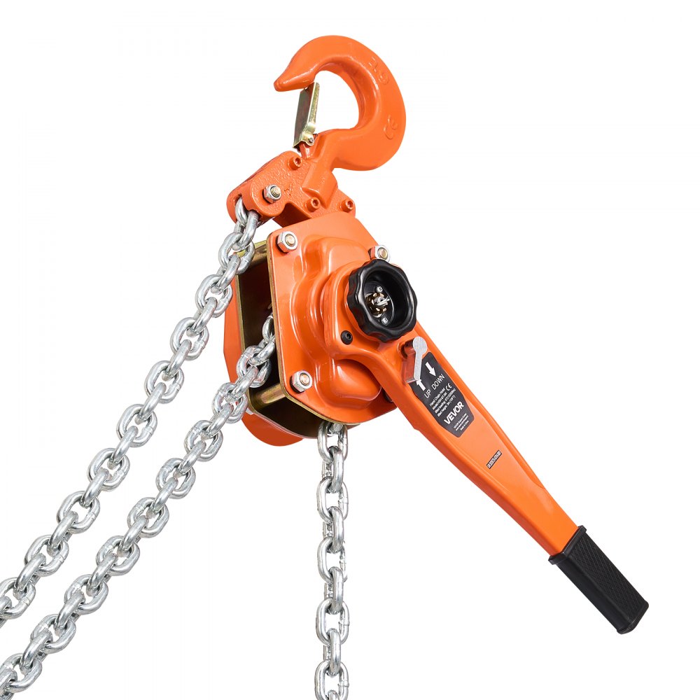 VEVOR Manual Lever Chain Hoist, 6T 6000KG Capacity Heavy Duty Come Along, 3M Lift G80 Alloy Steel Chain With Dual Pawl Mechanical Brake, 360° Rotating Hooks, for Warehouse Construction Garage