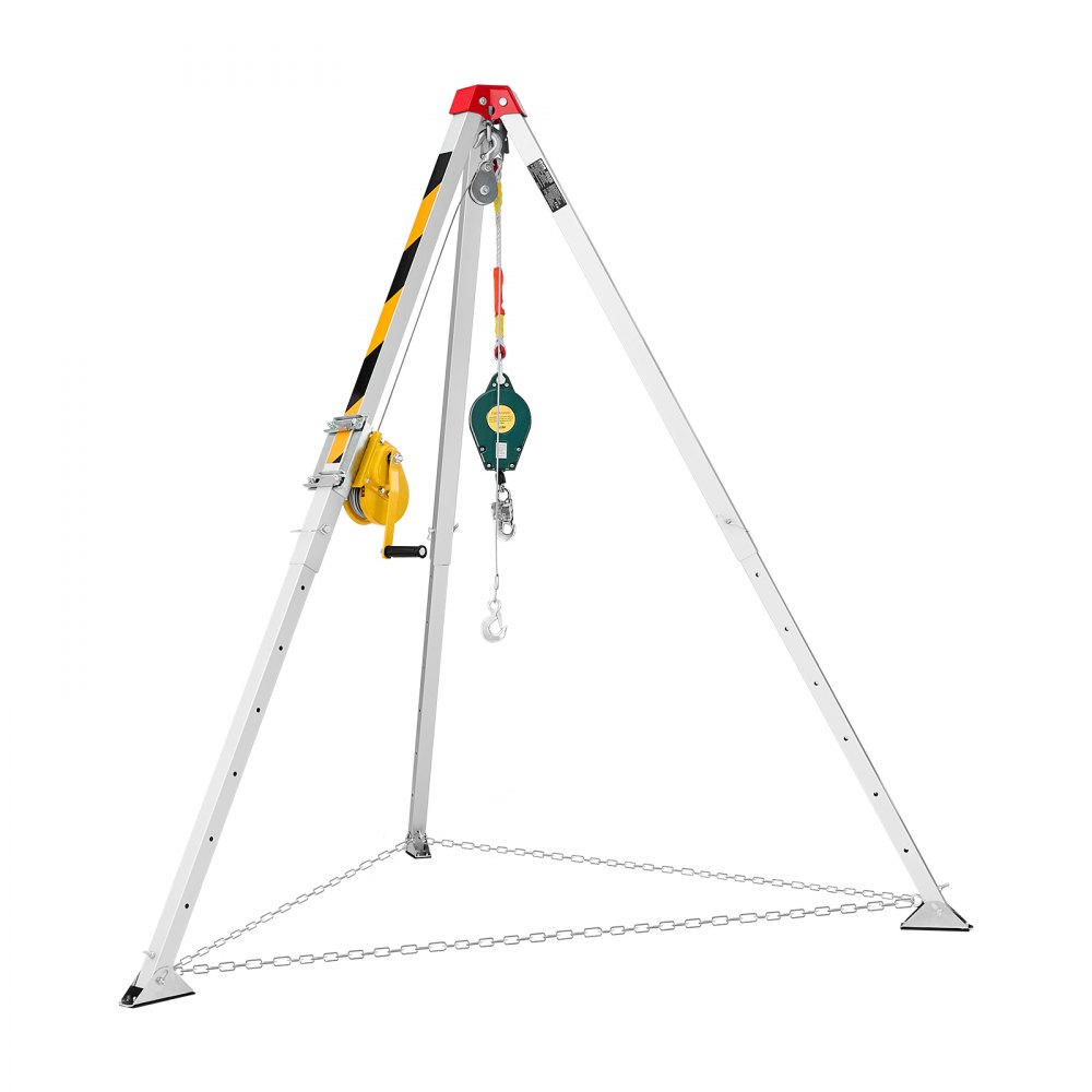 Zestaw statywu VEVOR do przestrzeni zamkniętych, statyw ratunkowy z podnośnikiem, wciągarka 544 kg, stojak ratunkowy, kabel 19,8 m, system ratunkowy z zabezpieczeniem przed upadkiem, wysokość robocza 1,34–2,15 m