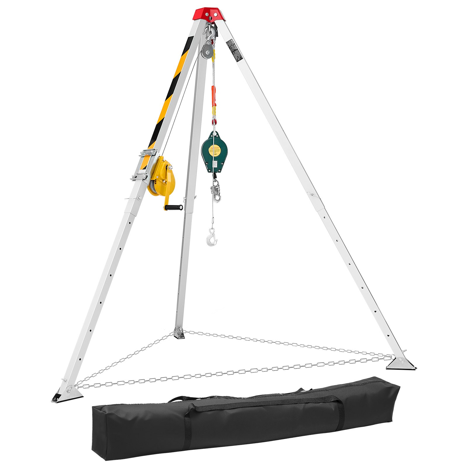 Zestaw statywu VEVOR do przestrzeni zamkniętych, statyw ratunkowy z podnośnikiem, wciągarka 544 kg, stojak ratunkowy, kabel 19,8 m, system ratunkowy z zabezpieczeniem przed upadkiem, wysokość robocza 1,34–2,15 m