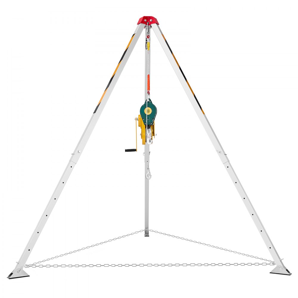 Zestaw statywu VEVOR do przestrzeni zamkniętych, statyw ratunkowy z podnośnikiem, wciągarka o udźwigu 1179 kg, system ratunkowy, kabel 30 m, statyw ratunkowy z zabezpieczeniem przed upadkiem, wysokość robocza 1,6–2,45 m
