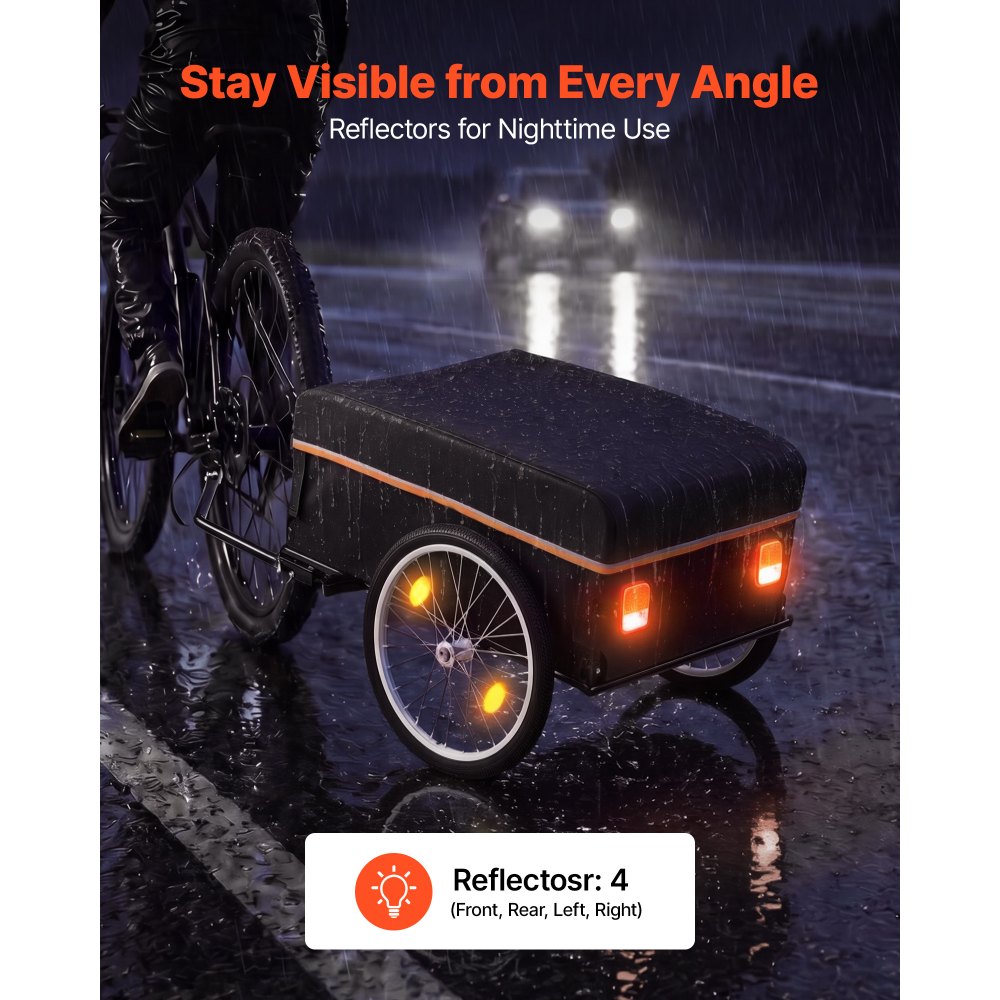 Przyczepka rowerowa VEVOR Cargo Trailer, składana, transportowa, 59 kg, stal węglowa i Oxford 600D, z pokrowcem przeciwdeszczowym i 4 odblaskami, do kół 22-28 cali, wózek rowerowy do transportu