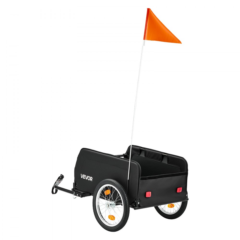 VEVOR Przyczepka rowerowa, wózek transportowy, składany, ładowność 40 kg, stal węglowa i Oxford 600D, z pokrowcem przeciwdeszczowym, odblaskami i flagą, do kół 22-28 cali, wózek rowerowy na zakupy i kemping