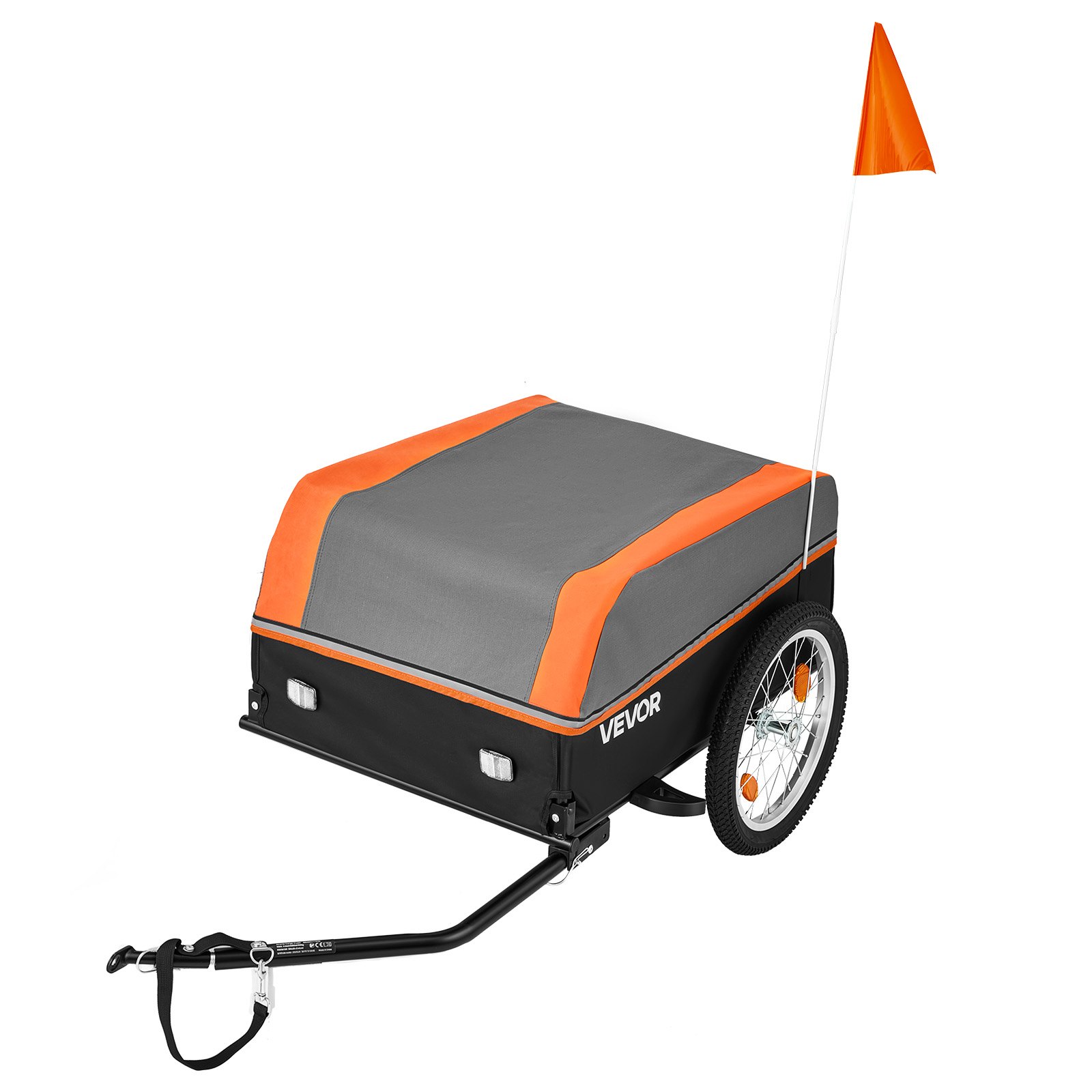 VEVOR Przyczepka rowerowa, wózek transportowy, składany, ładowność 40 kg, stal węglowa i Oxford 600D, z pokrowcem przeciwdeszczowym, odblaskami i flagą, do kół 22-28 cali, wózek rowerowy na zakupy i kemping