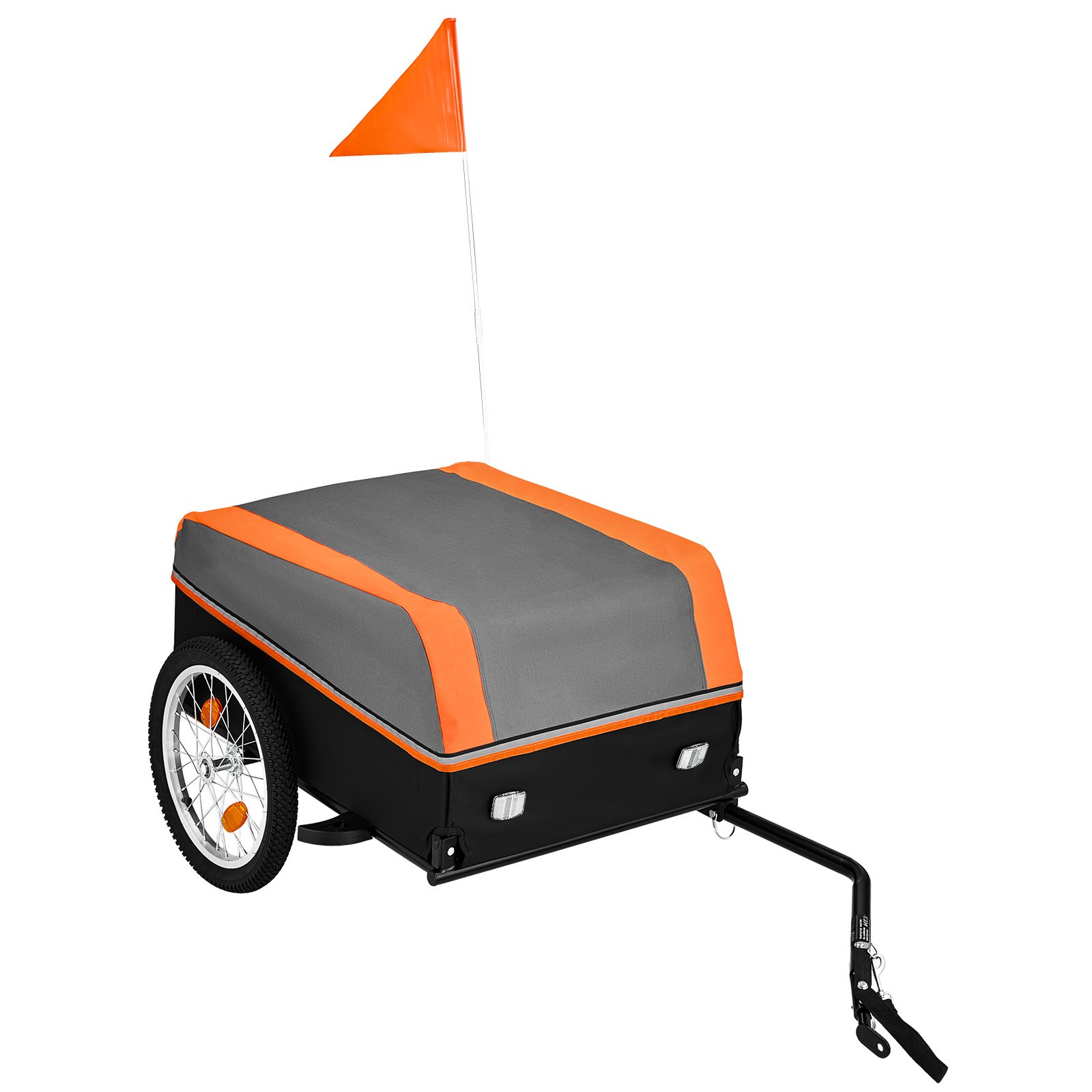 VEVOR Przyczepka rowerowa, wózek transportowy, składany, ładowność 40 kg, stal węglowa i Oxford 600D, z pokrowcem przeciwdeszczowym, odblaskami i flagą, do kół 22-28 cali, wózek rowerowy na zakupy i kemping