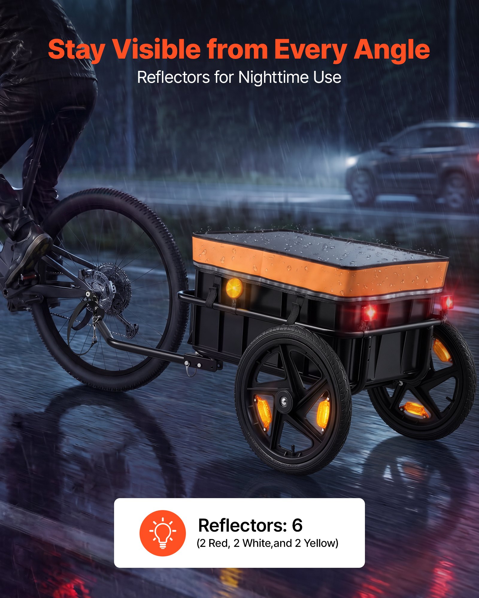 Przyczepka rowerowa VEVOR Cargo Trailer 2 w 1 z zaczepem 45 kg, stal węglowa i Oxford 600D, z pokrowcem przeciwdeszczowym i 6 odblaskami, do kół 22-28 cali, wózek rowerowy do transportu