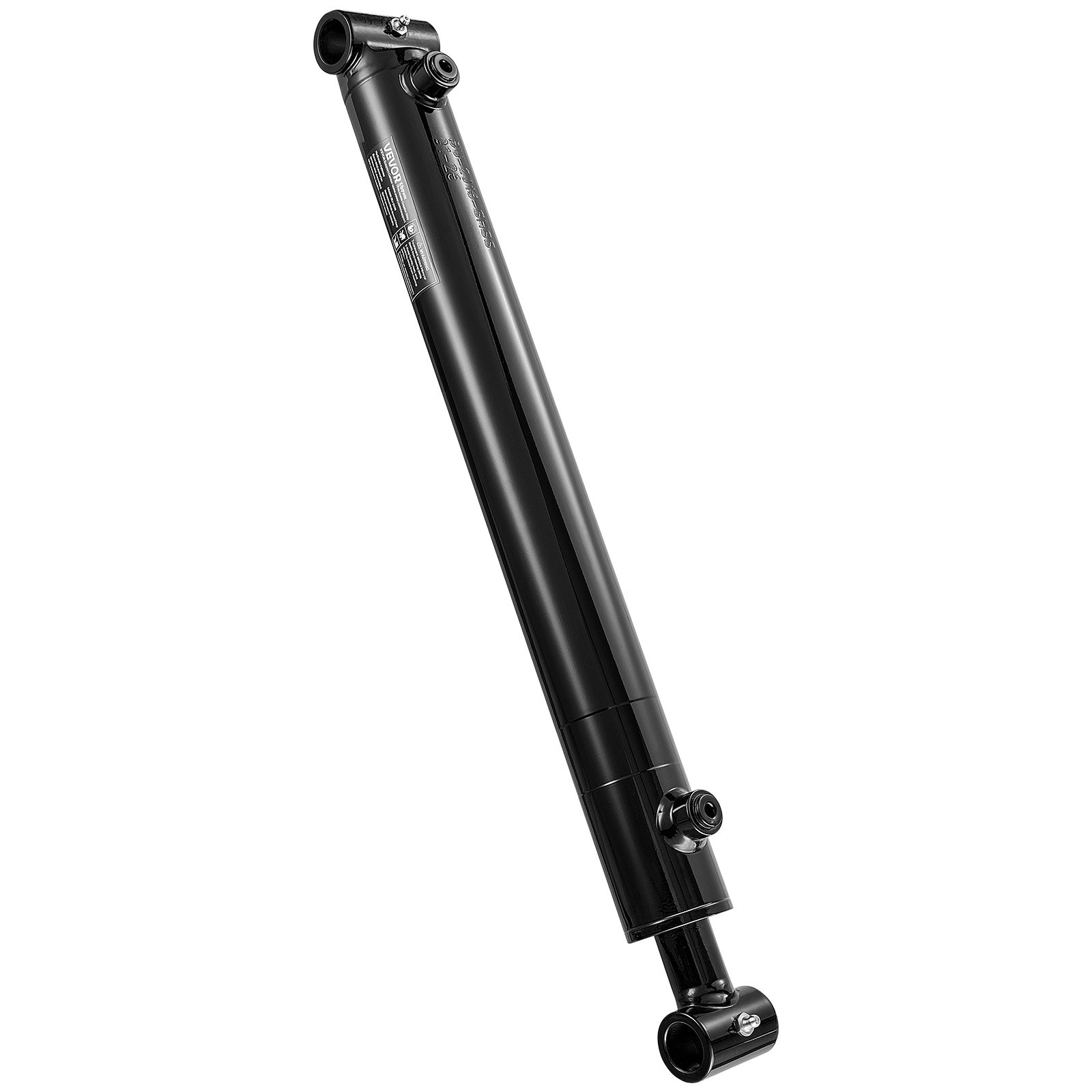 Siłownik hydrauliczny dwustronnego działania VEVOR o średnicy 50,8 mm, skoku 406 mm, do 3500 psi, wytrzymały, spawany siłownik z rurą poprzeczną, otworem 25,4 mm i przyłączem SAE-6 do maszyn rolniczych, czarny
