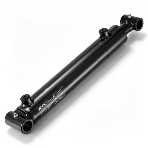 Siłownik hydrauliczny dwustronnego działania VEVOR o średnicy 50,8 mm, skoku 254 mm, do 3500 psi, wytrzymały, spawany siłownik z rurą poprzeczną, otworem 25,4 mm i przyłączem SAE-6 do maszyn rolniczych, czarny