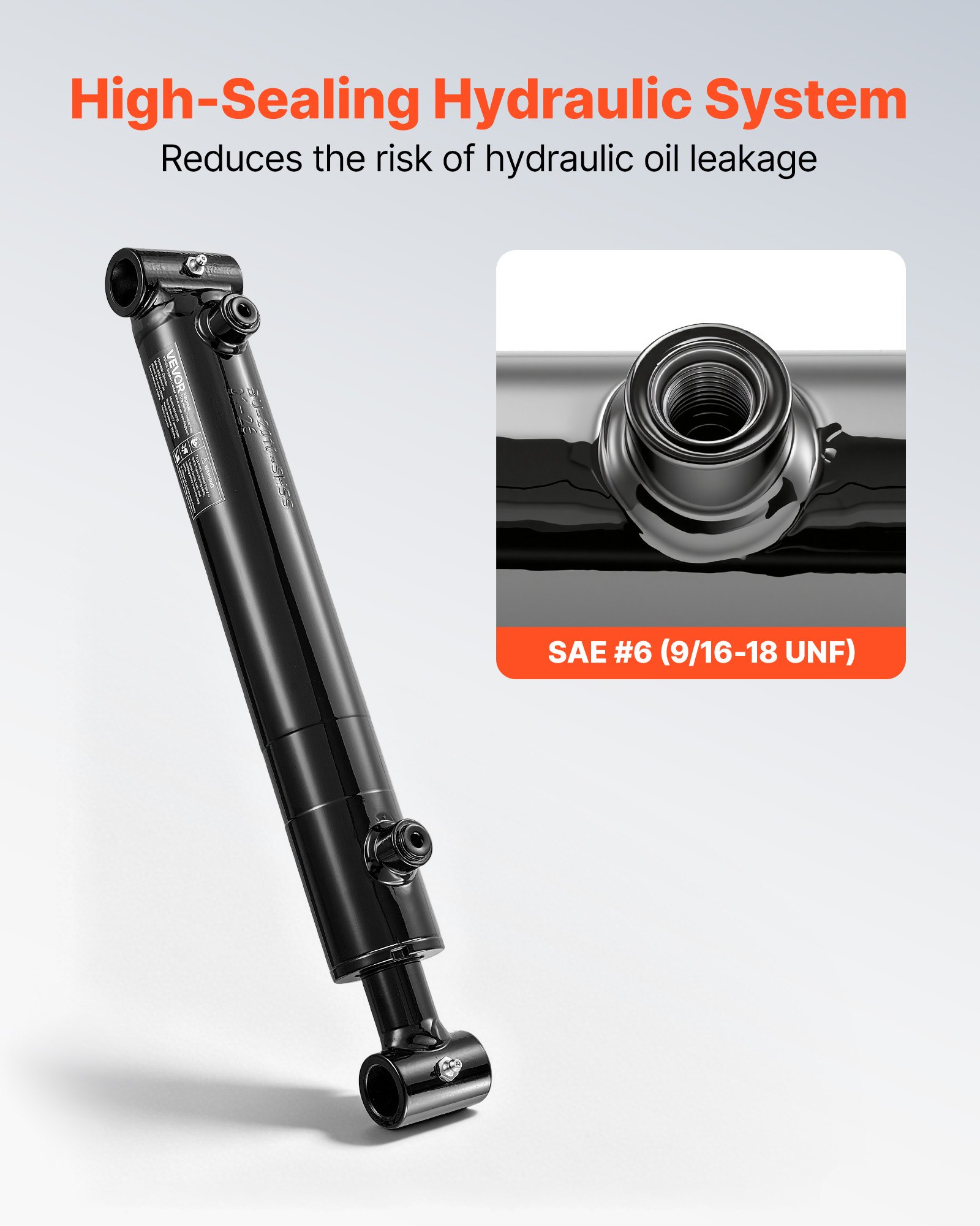 VEVOR Double Acting Hydraulic Cylinder, 50.8mm Bore x 254mm Stroke, Max 3500PSI Hydraulic Cylinder, Heavy-Duty Welded Cross Tube Cylinders with 25.4mm Pin Hole & SAE #6 Port for Agricultural Machinery