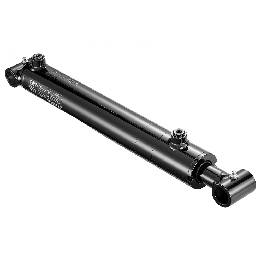 Siłownik hydrauliczny dwustronnego działania VEVOR o średnicy 50,8 mm i skoku 305 mm, do 3500 psi, wytrzymały, spawany siłownik z rurą poprzeczną, otworem 25,4 mm i przyłączem SAE-6 do maszyn rolniczych, czarny