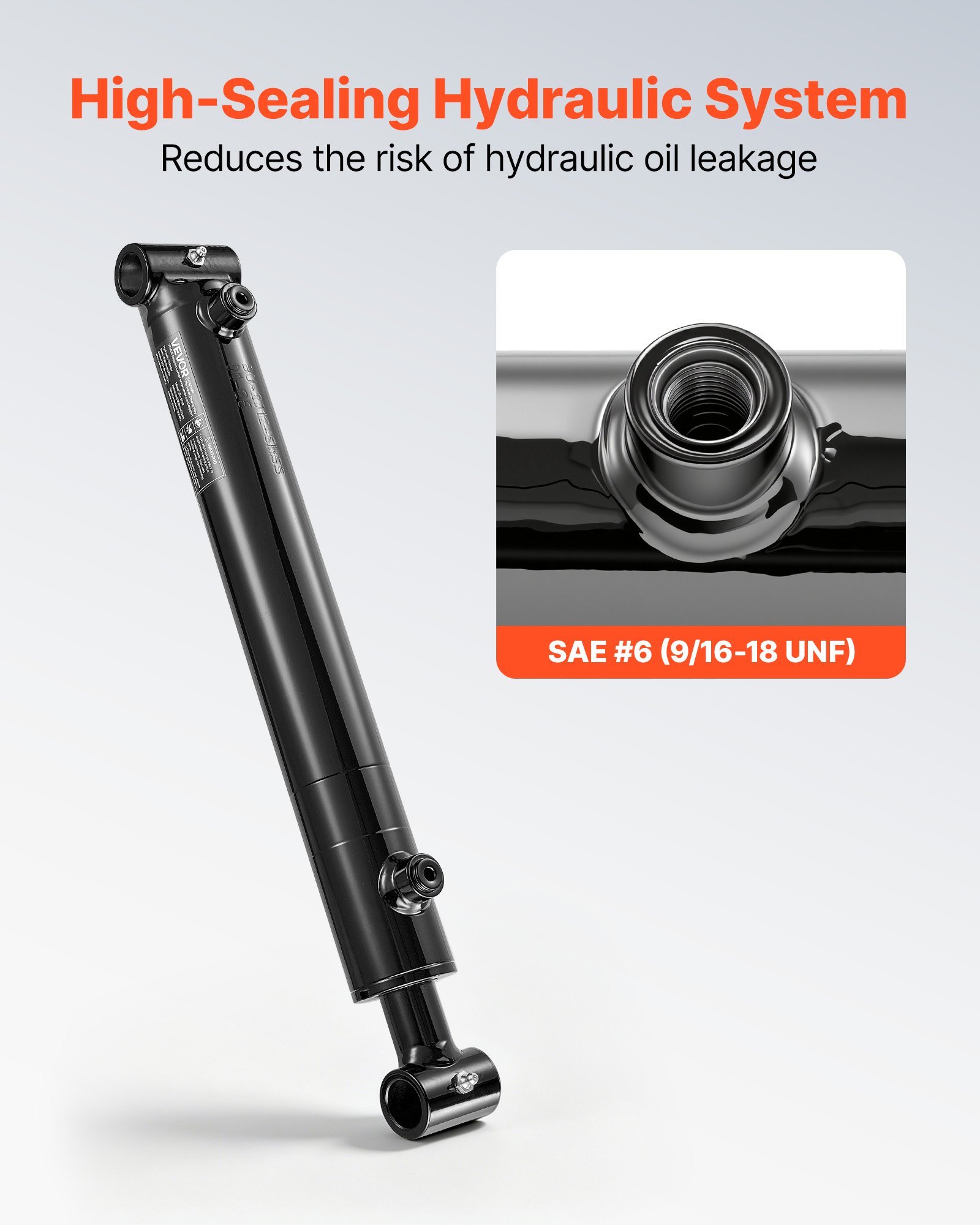 Siłownik hydrauliczny dwustronnego działania VEVOR o średnicy 50,8 mm i skoku 305 mm, do 3500 psi, wytrzymały, spawany siłownik z rurą poprzeczną, otworem 25,4 mm i przyłączem SAE-6 do maszyn rolniczych, czarny