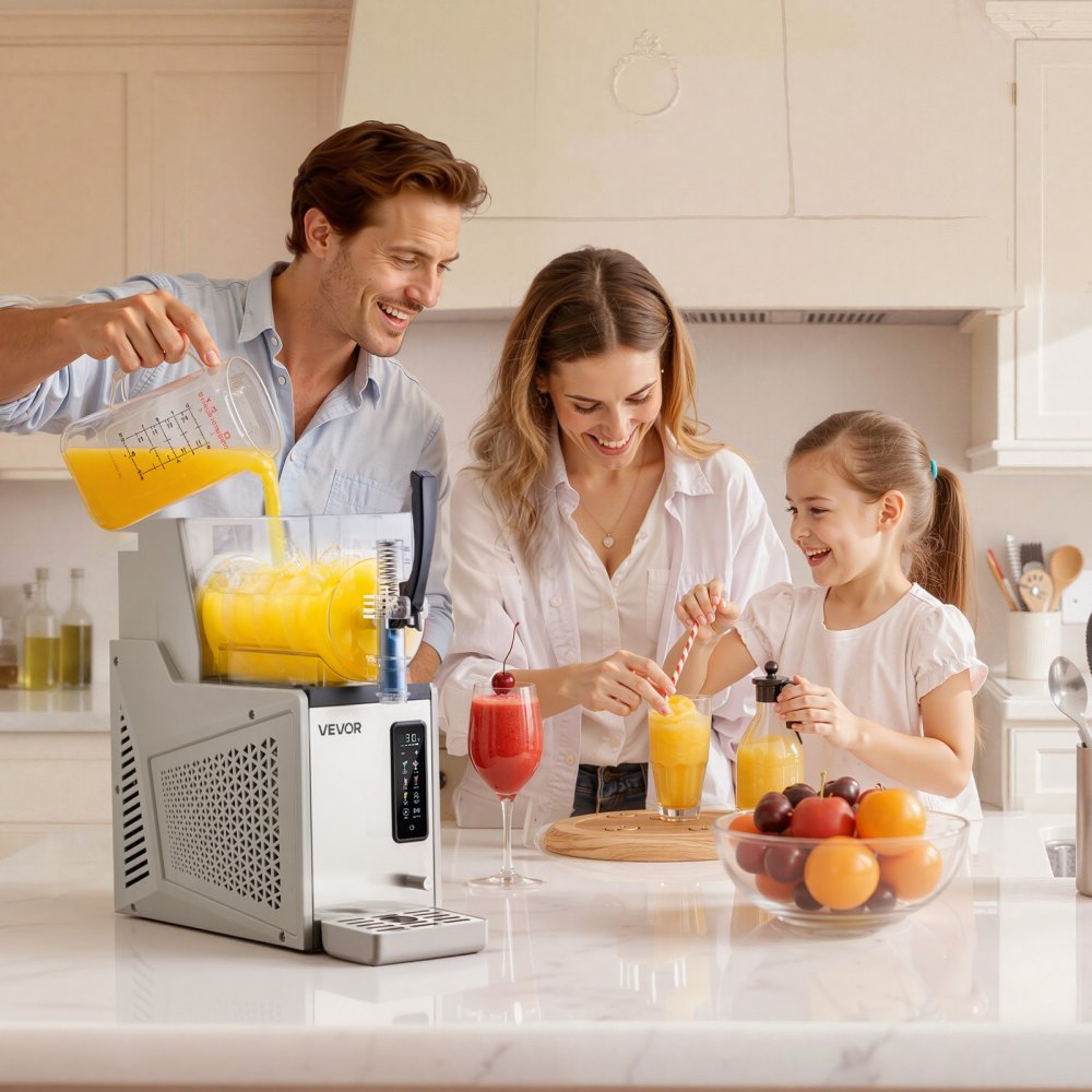 VEVOR Slush Machine 1 x 3 L, Kostkarka do lodu Slush 350 W (bez lodu), Elektryczna maszyna do margarity z funkcją samoczyszczenia, Nadaje się do mrożonych margarit, frappé, koktajli mlecznych i shake'ów