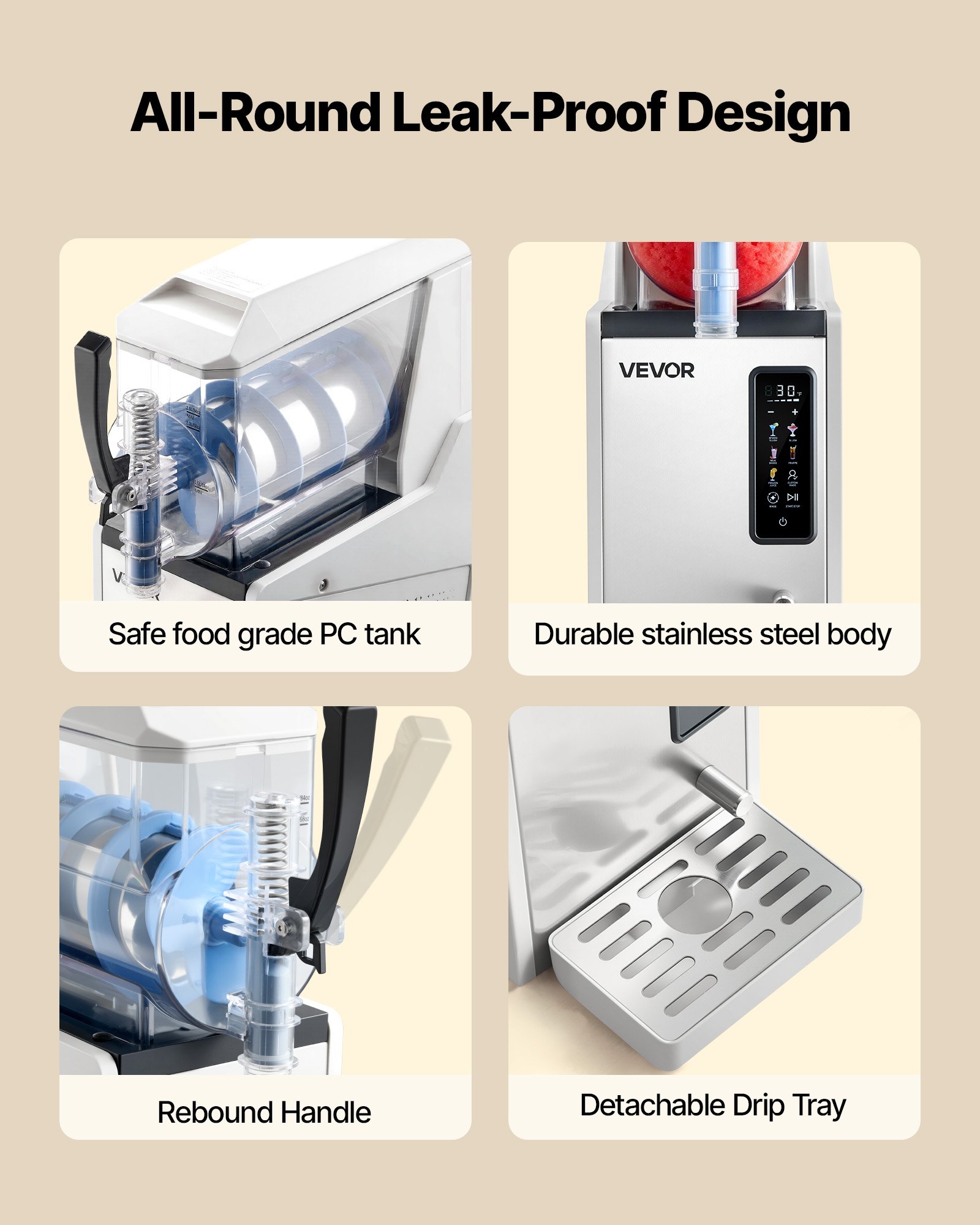 VEVOR Slush Machine 1 x 3 L, Kostkarka do lodu Slush 350 W (bez lodu), Elektryczna maszyna do margarity z funkcją samoczyszczenia, Nadaje się do mrożonych margarit, frappé, koktajli mlecznych i shake'ów