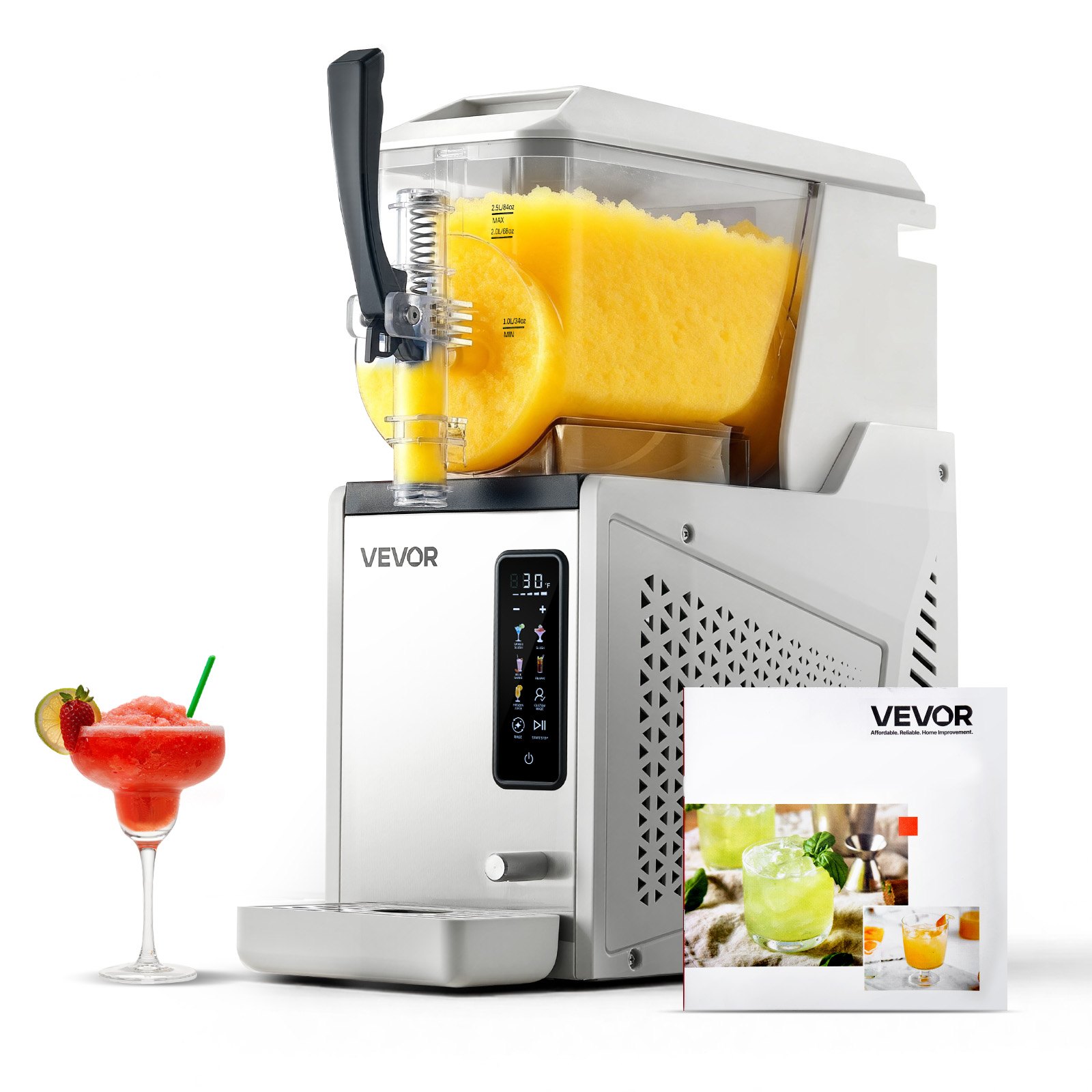 VEVOR Slush Machine 1 x 3 L, Kostkarka do lodu Slush 350 W (bez lodu), Elektryczna maszyna do margarity z funkcją samoczyszczenia, Nadaje się do mrożonych margarit, frappé, koktajli mlecznych i shake'ów