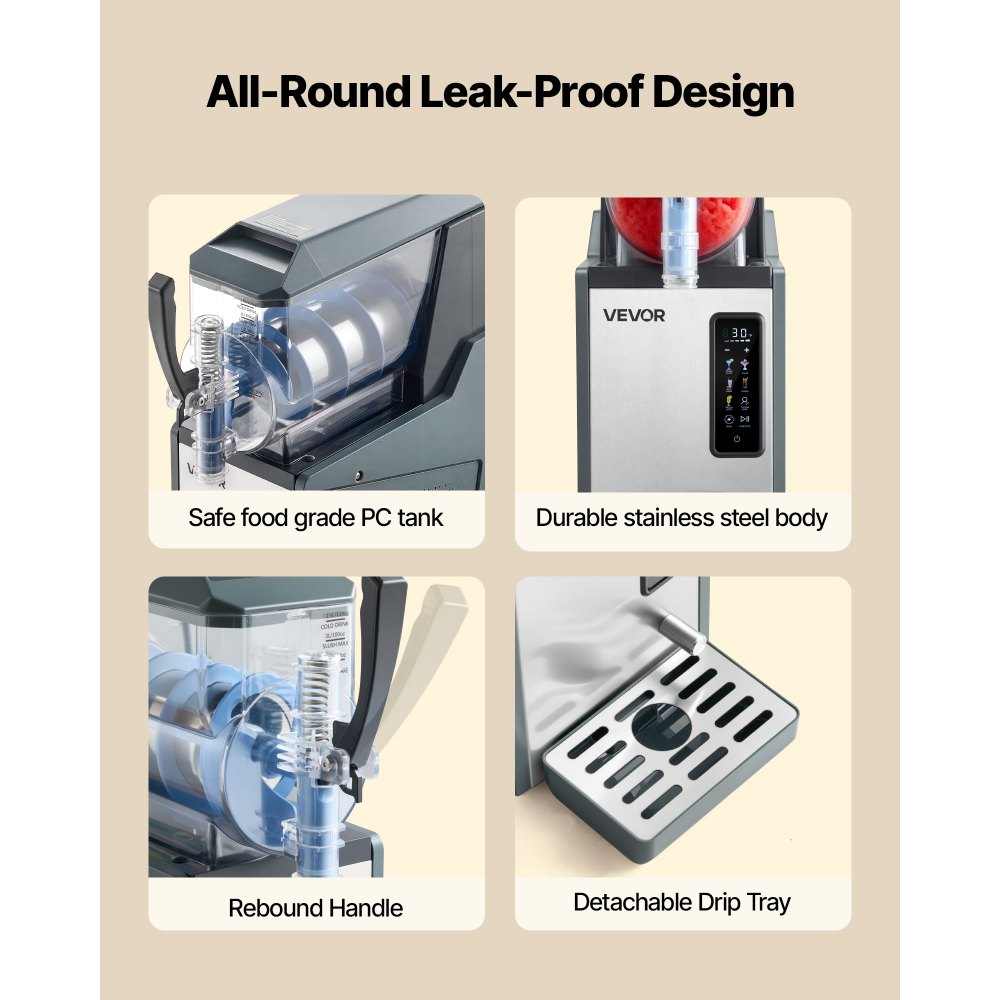 VEVOR Slush Machine 4 L, Slush Ice Maker 350 W (bez lodu), Elektryczna maszyna do margarity z funkcją samoczyszczenia, Nadaje się do mrożonych margarit, frappé, koktajli mlecznych i shake'ów