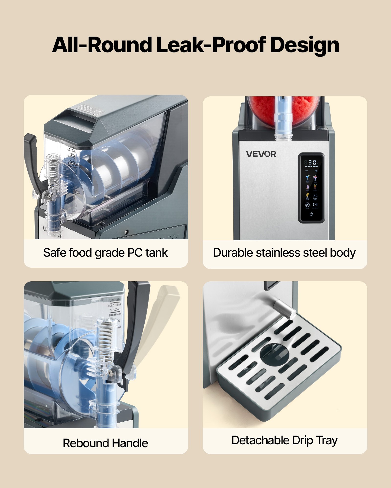 VEVOR Slush Machine 4 L, Slush Ice Maker 350 W (bez lodu), Elektryczna maszyna do margarity z funkcją samoczyszczenia, Nadaje się do mrożonych margarit, frappé, koktajli mlecznych i shake'ów
