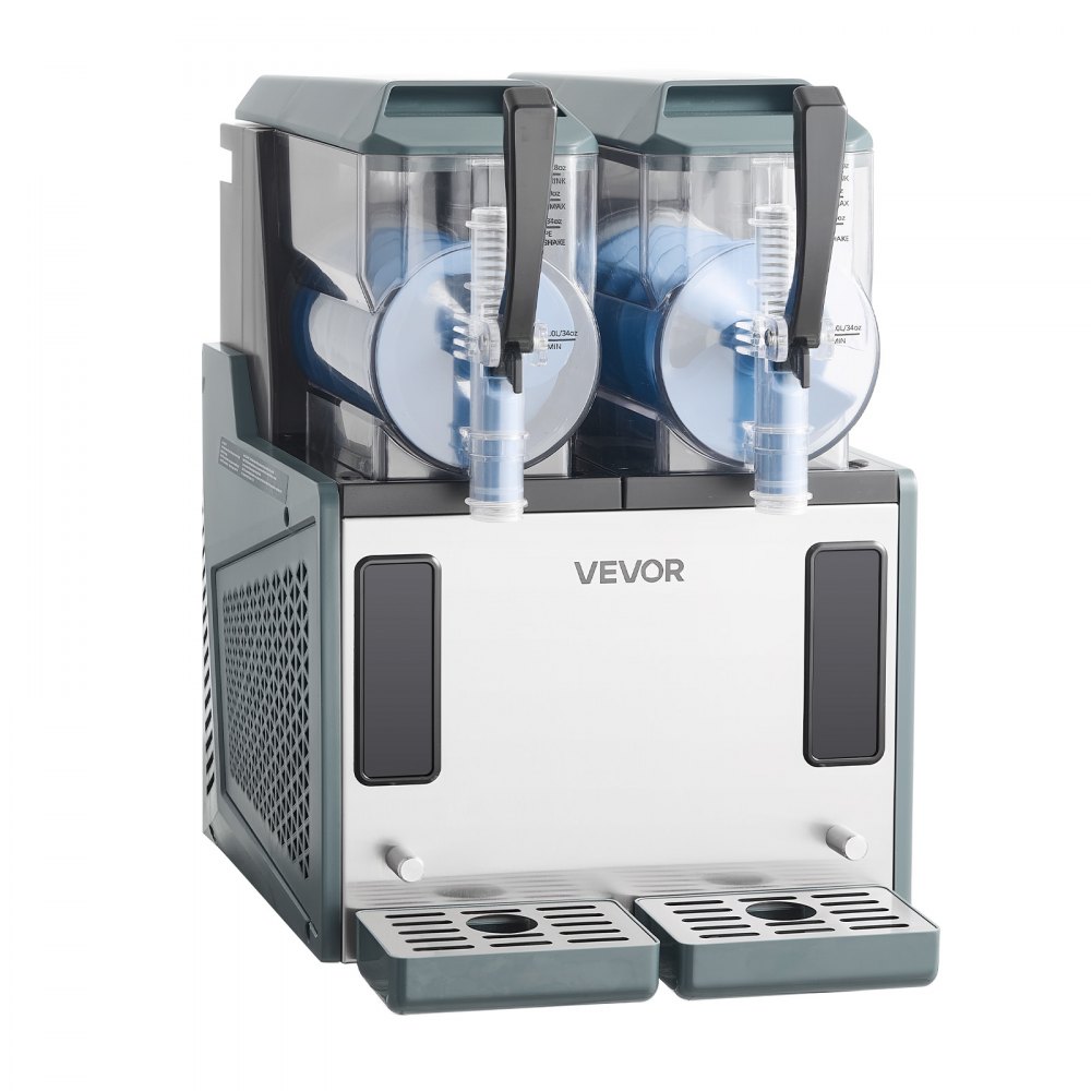 VEVOR Slush Machine 2 x 4 L, Slush Ice Maker 455 W (bez lodu), Elektryczna maszyna do margarity z funkcją samoczyszczenia, Nadaje się do mrożonych margarit, frappé, koktajli mlecznych i shake'ów