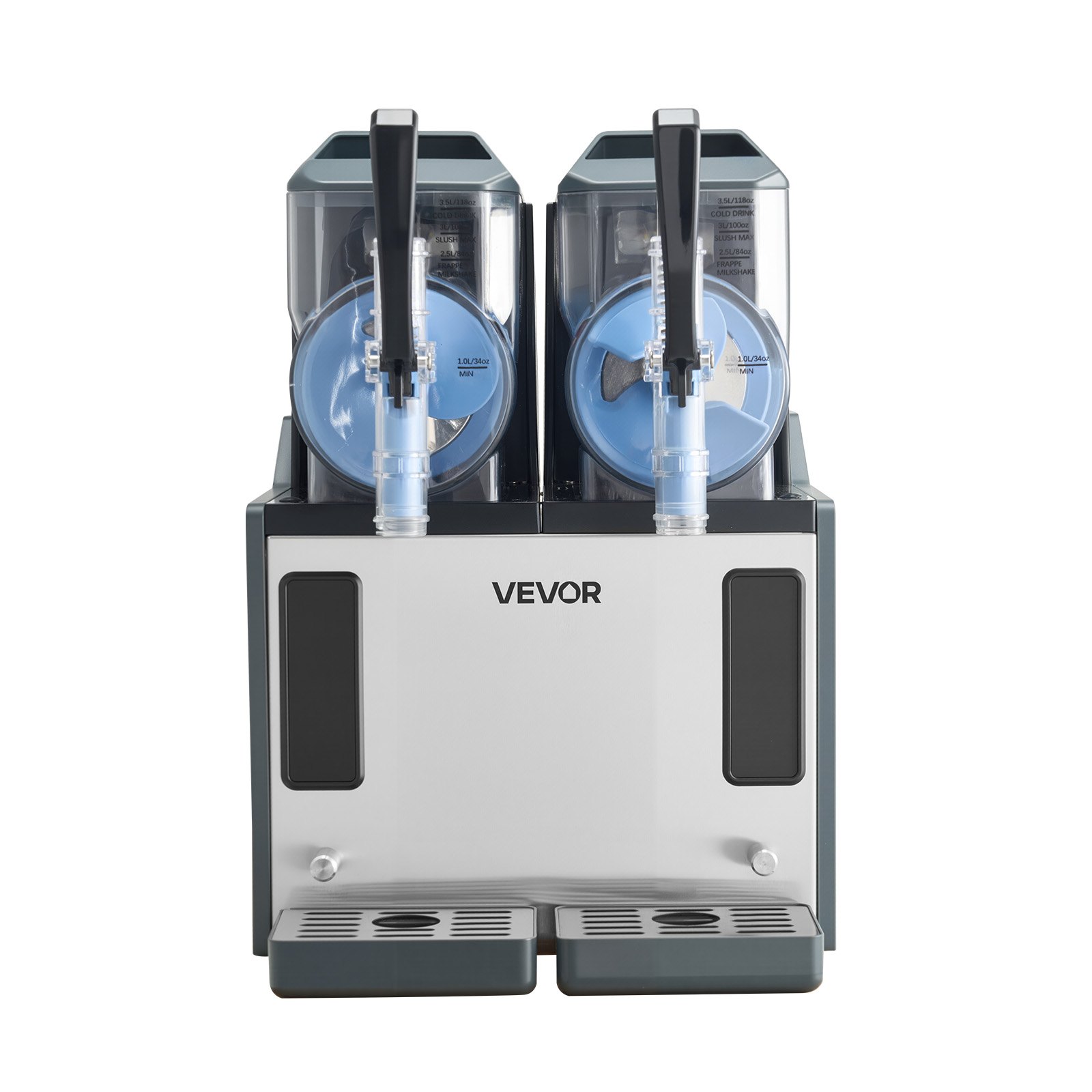 VEVOR Slush Machine 2 x 4 L, Slush Ice Maker 455 W (bez lodu), Elektryczna maszyna do margarity z funkcją samoczyszczenia, Nadaje się do mrożonych margarit, frappé, koktajli mlecznych i shake'ów