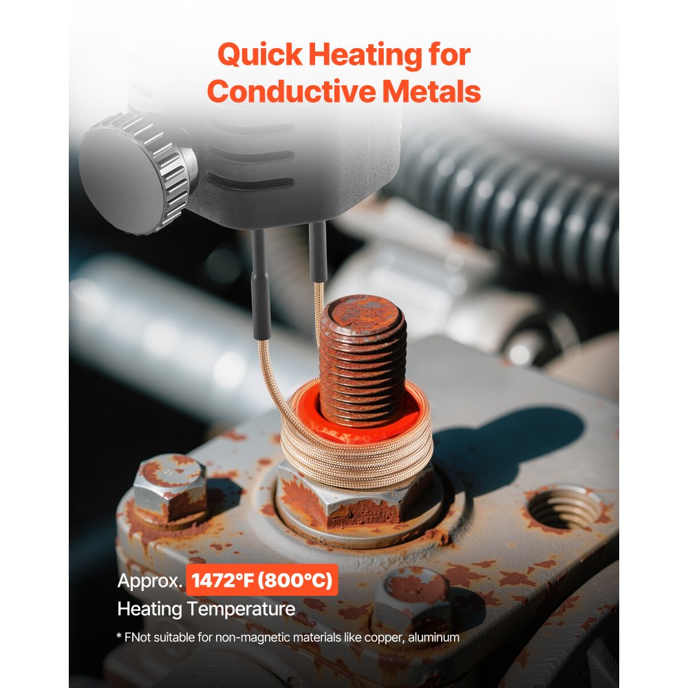 VEVOR 10-częściowy zestaw cewek grzewczych indukcyjnych magnetycznych, miniaturowy zestaw cewek grzewczych o elastyczności i długiej żywotności, do usuwania zardzewiałych śrub i nakrętek, 8 cewek + 1 w kształcie litery U + 1 w dowolnym kształcie