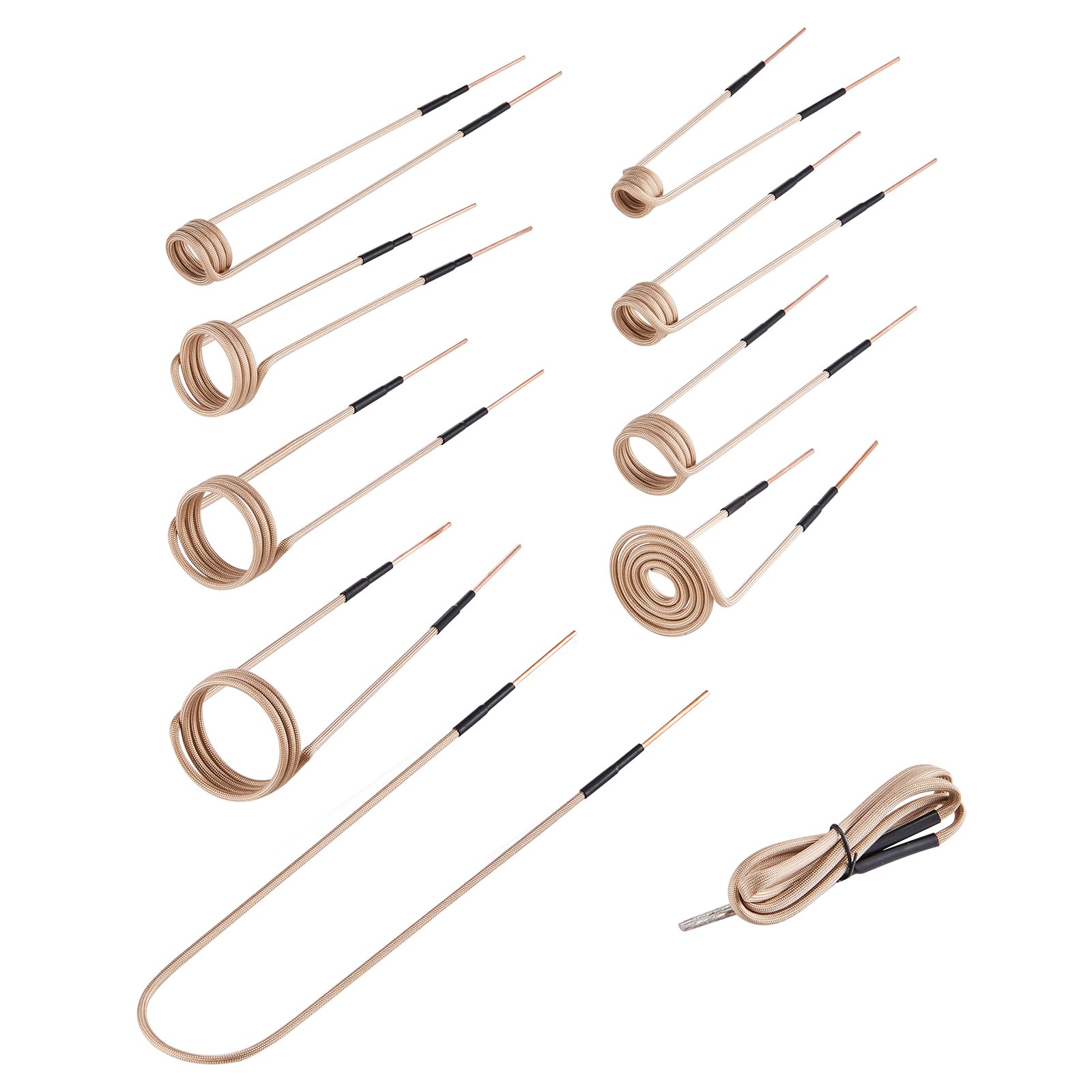 VEVOR 10-częściowy zestaw cewek grzewczych indukcyjnych magnetycznych, miniaturowy zestaw cewek grzewczych o elastyczności i długiej żywotności, do usuwania zardzewiałych śrub i nakrętek, 8 cewek + 1 w kształcie litery U + 1 w dowolnym kształcie