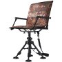 VEVOR Hunting Chair, 360° Silent Swivel, Foldable Portable Blind Chair, Heavy-Duty Steel Frame Ground Stool Seat, with Armrests, Cover, Anti-Sink Feet, Height Adjustable, 158 Kg Capacity for Camping