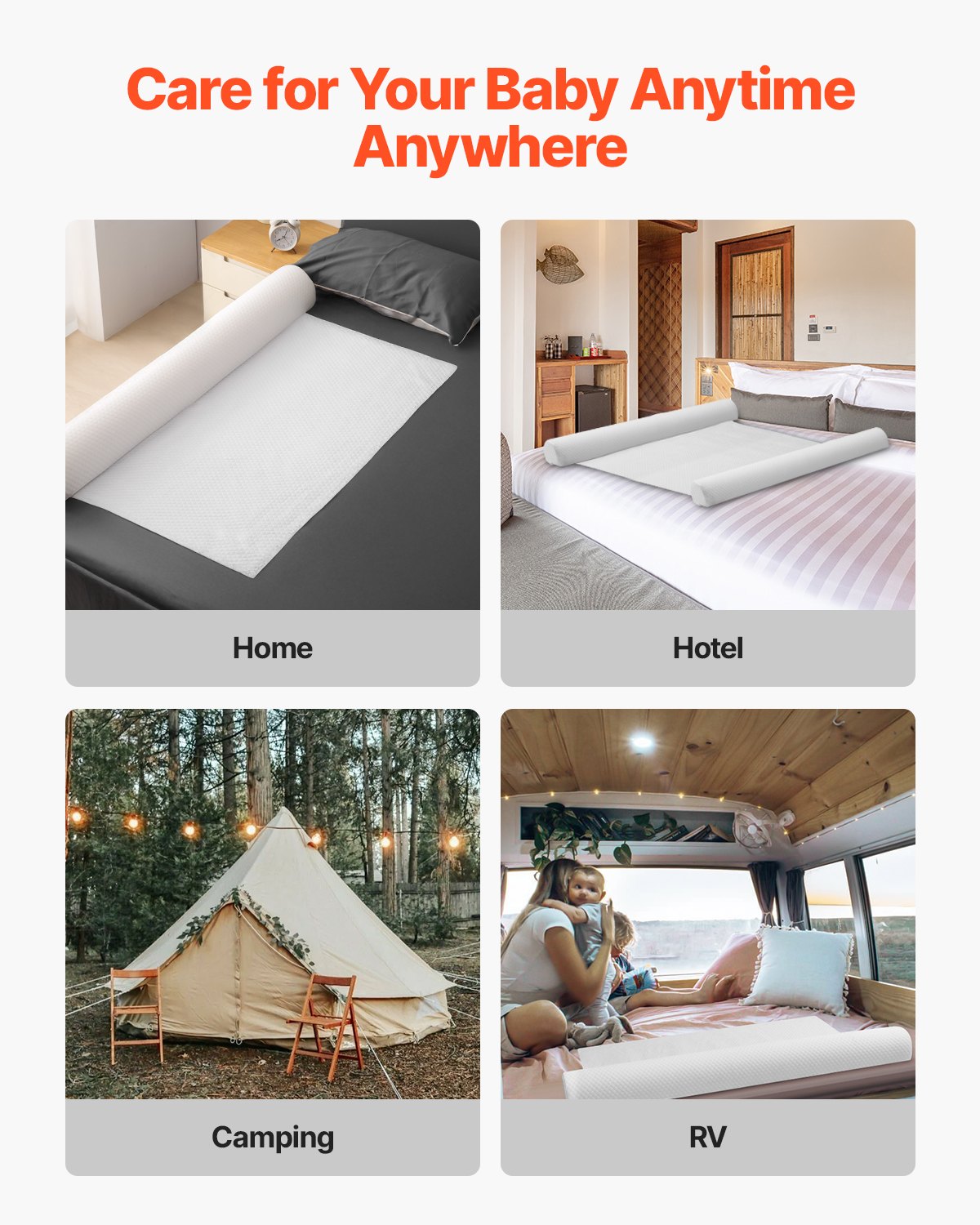 VEVOR Barierka ochronna na łóżko 1320x170x130 mm, antypoślizgowa osłona łóżka z klapką zabezpieczającą, piankowa barierka łóżka z pokrowcem nadającym się do prania w pralce do łóżek pojedynczych, pełnowymiarowych, małżeńskich i king-size