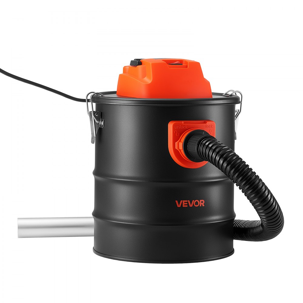 Odkurzacz do popiołu VEVOR 1200 W, przenośny odkurzacz do kominków, zbiornik stalowy 15 l, czarno-pomarańczowy, z funkcją dmuchawy do kominków, pieców na pellet, grilli i palenisk, z podwójnym systemem filtracji, z uchwytem na kółkach i wężem 0,8 m
