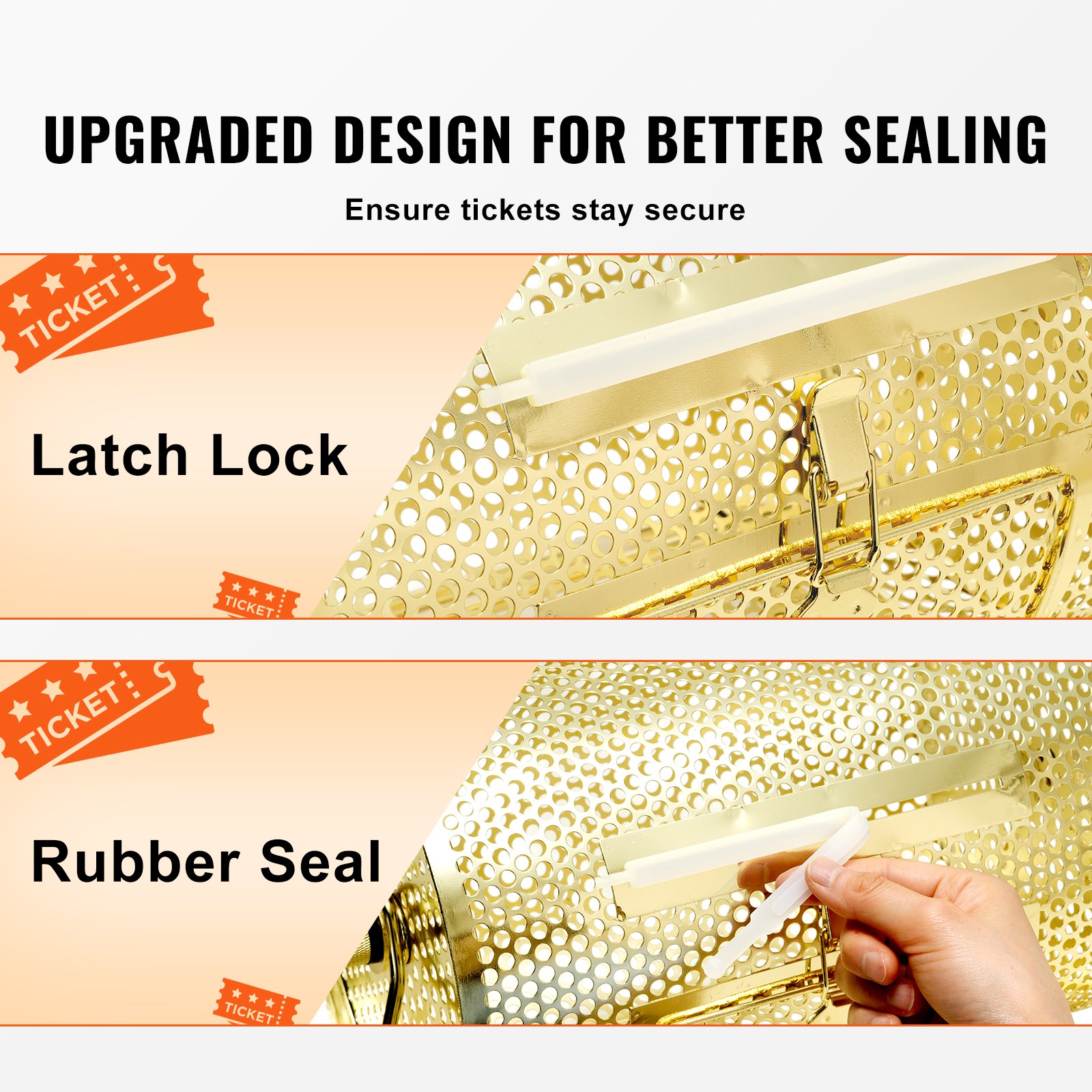 VEVOR Lottery Drum Lucky Child pojemność 5000 losów lub 300 kulek, profesjonalny metalowy gramofon, pudełko na loterię do gier losowych Golden