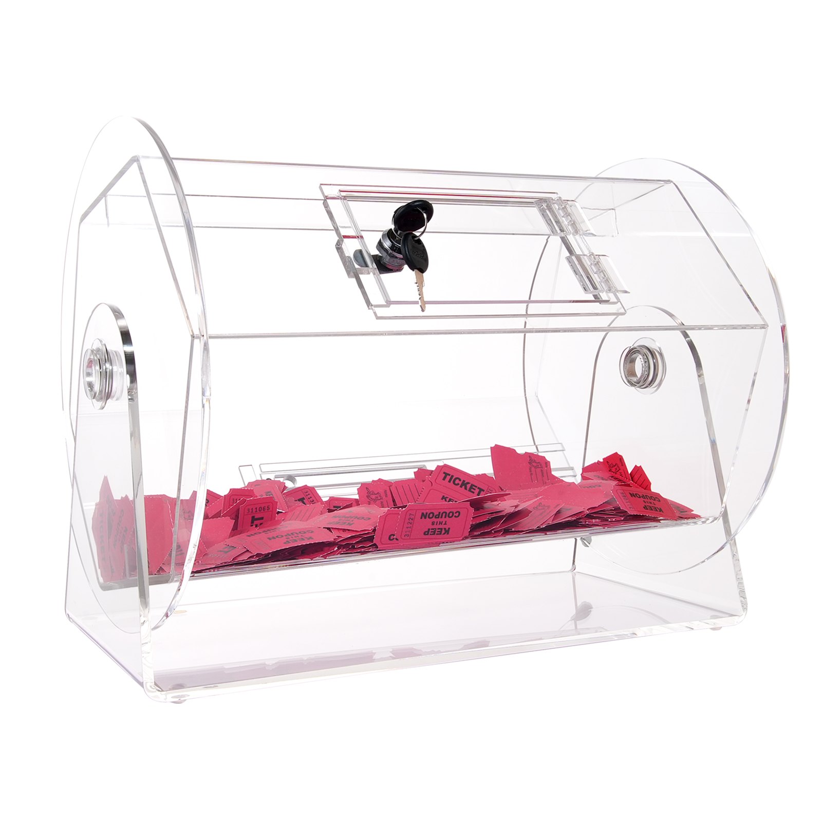 VEVOR Lucky Child Lottery Drum, 5000 Lottery Tickets or 200 Tombola Balls Capacity, Professional Lottery Rotating Cage with 2 Keys, Transparent Lottery Turntable, Lottery Box for Lottery Games