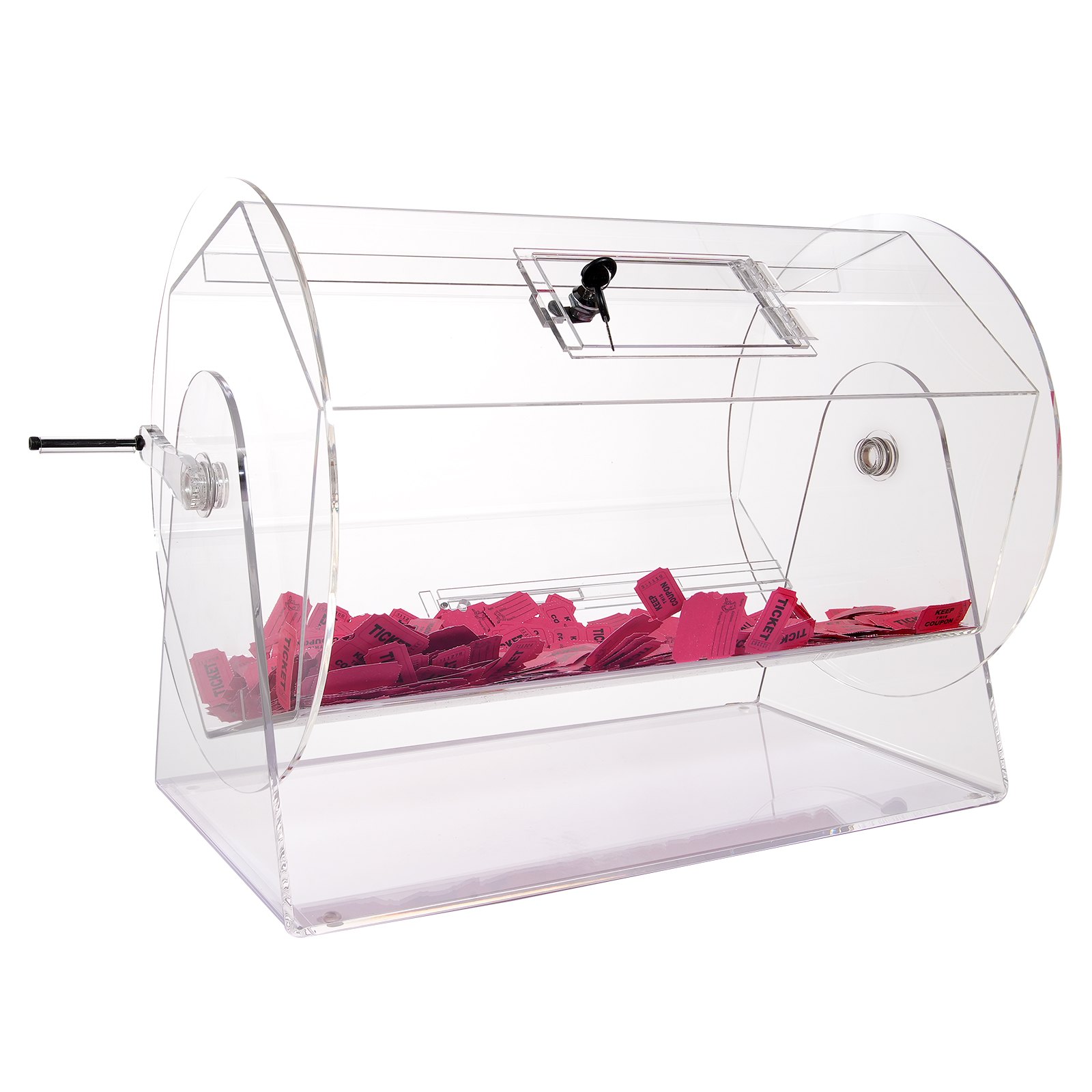 VEVOR Lucky Child Lottery Drum, 10,000 Lottery Tickets or 300 Tombola Balls Capacity, Professional Lottery Rotating Cage with 2 Keys, Transparent Lottery Turntable, Lottery Box for Lottery Games