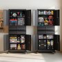 VEVOR Metal Storage Cabinet with Wheels, 81.5 kg Shelf Load Capacity, 1905 mm Tall Rolling Garage Tool Storage Cabinet with 4 Locking Doors and Adjustable Shelves, 2 Drawers, for Garage, Office, Home