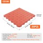 VEVOR Garage Floor Fittings, 305 x 305 x 13.4 mm, 25-piece set, industrial flooring, non-slip double-sided textured garage flooring, for garages, basements, repair shops, red